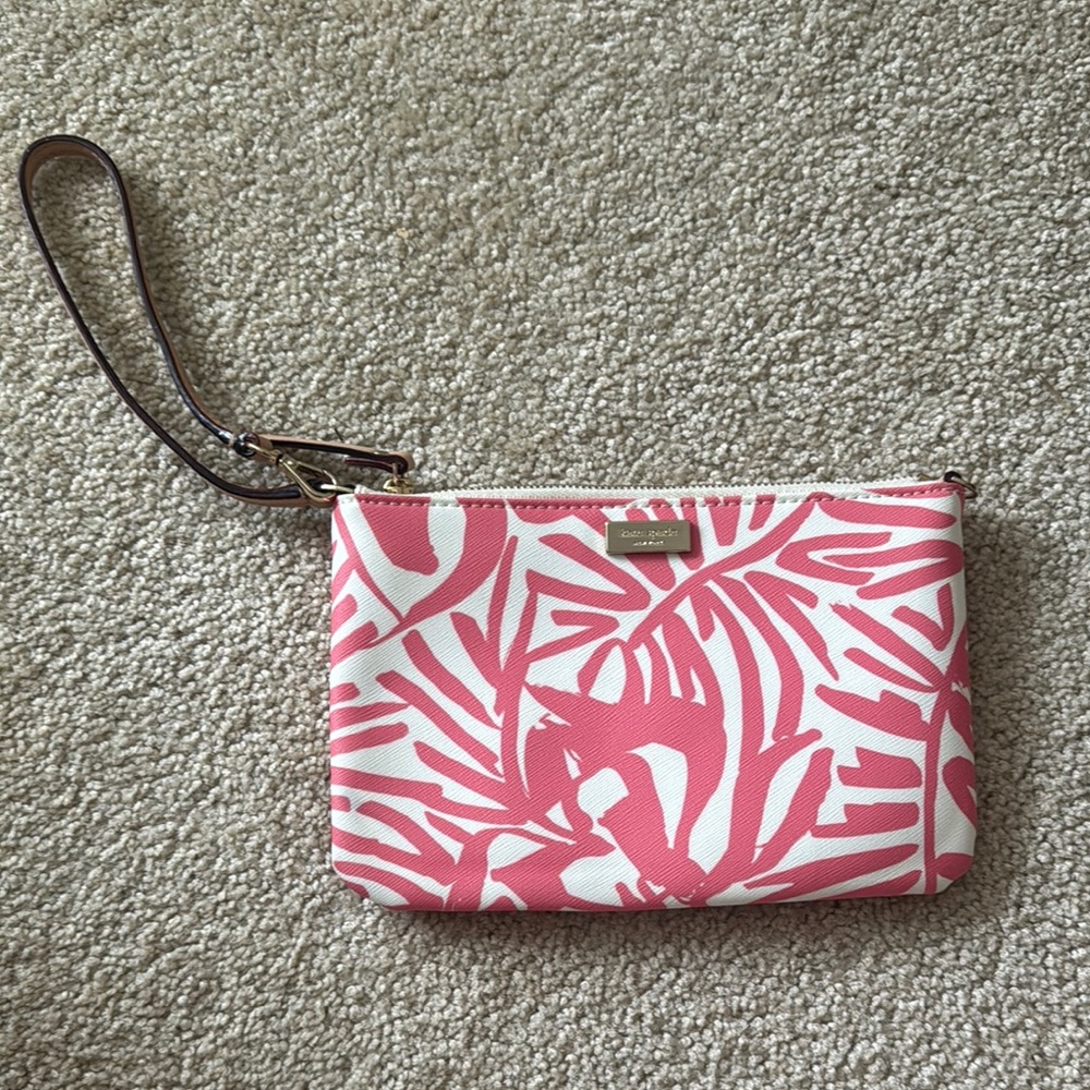 Kate Spade Pink and White Floral Wristlet